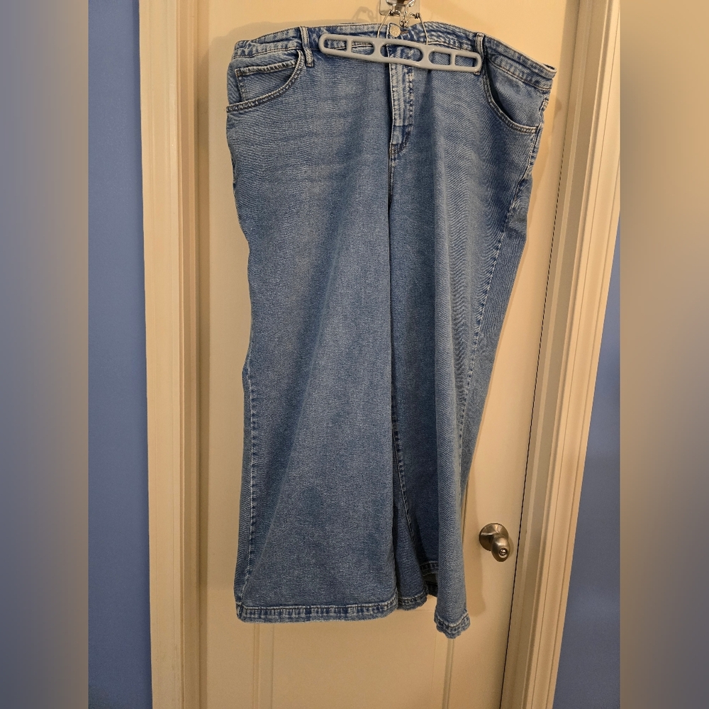 Classic Blue Women's Plus Size Wide Leg Jeans